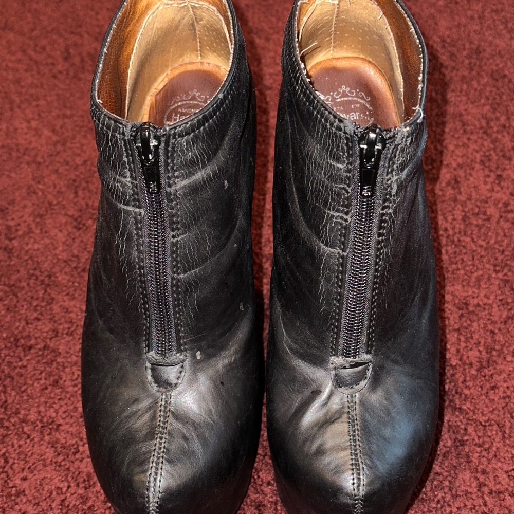 Jeffrey Campbell black ankle wedge bootie